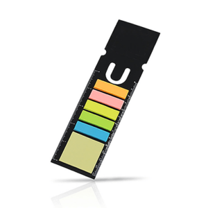 Giftsdepot Bookmark With Sticky Notes Ruler II View Main Black GIH1019 Bookmark with Sticky Notes & Ruler II
