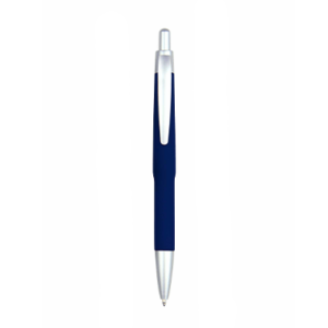 boston plastic ball pen in blue with silver clip and push mechanism