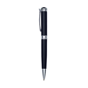 monte carlo metal roller pen in black with silver trim for business writing