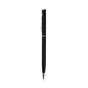 milan metal ball pen in black with silver trim and slim profile