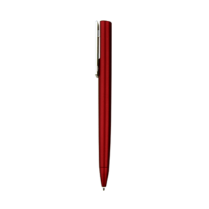 new la plastic ball pen in red with silver clip and slim body