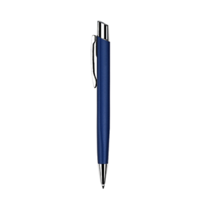 Giftsdepot-Trinity-Metal-Ball-Pen-view-main-blue trinity metal ball pen in blue with silver clip and bold finish