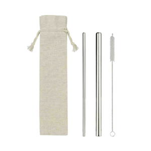 GIH1188 Straight Stainless Steel Straw Set (jute-cotton pouch)