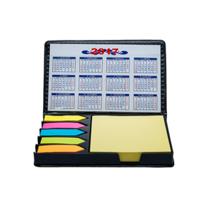 Giftsdepot - PU Sticky Memo Pad I, Horizontal Size, Black Color, Open, Malaysia