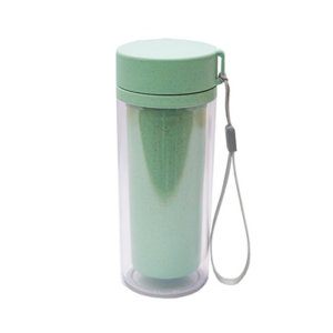 aspen eco wheat fiber tumbler with strap and clear outer layer