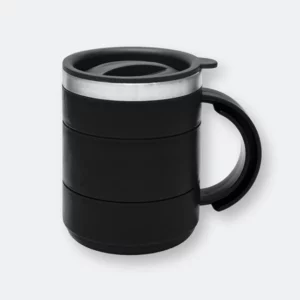 versa stainless steel auto mug with handle and lid in black finish