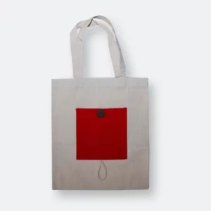 foldable canvas bag with inner pocket and long handle