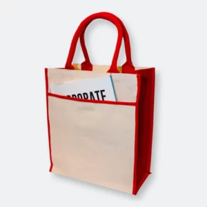 canvas bag with cotton material and front pocket