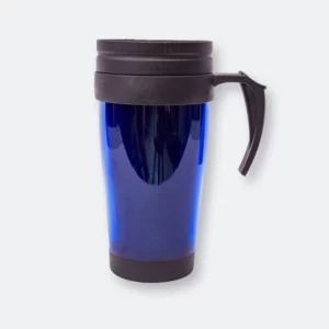 miki auto mug in royal blue with sturdy plastic handle