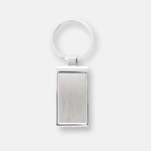 pazo metal keychain with brushed rectangular silver design