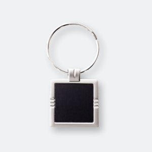 nilo metal keychain with silver and black square design