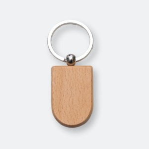 teko wood keychain with natural brown wooden design and rounded base