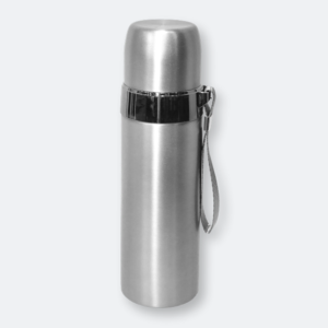 drizzle stainless steel flask in black and silver with secure lid