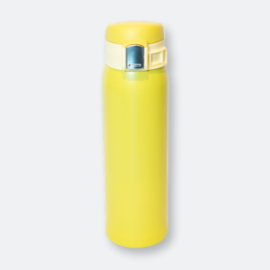 slurpio stainless steel flask in bright yellow with secure lid design