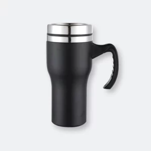 squizzo stainless steel mug with handle in black stainless finish