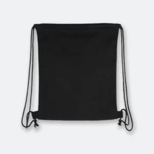 canvas drawstring bag with black cotton and rope closure