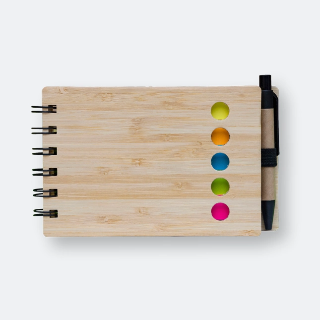 GMG1027 Eco Notepad with Pen and Sticky Notes (Bamboo Cover)