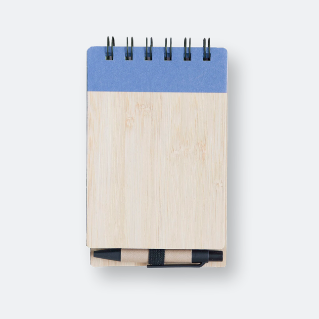 GMG1028_Eco_Notepad_with_Pen_(Bamboo_Cover)_Blue GMG1028 Eco Notepad with Pen (Bamboo Cover)