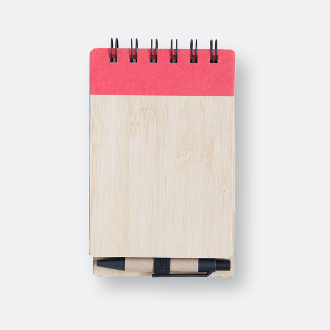GMG1028_Eco_Notepad_with_Pen_(Bamboo_Cover)_Red GMG1028 Eco Notepad with Pen (Bamboo Cover)