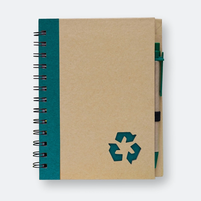 GMG1052_Trunk_Eco_Notepad_with_Pen_Green GMG1052 Trunk Eco Notepad with Pen