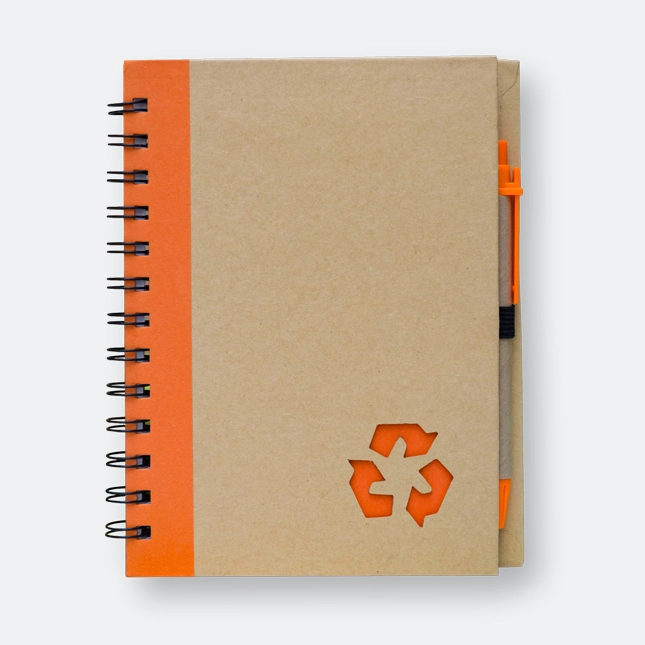 GMG1052_Trunk_Eco_Notepad_with_Pen_Orange GMG1052 Trunk Eco Notepad with Pen