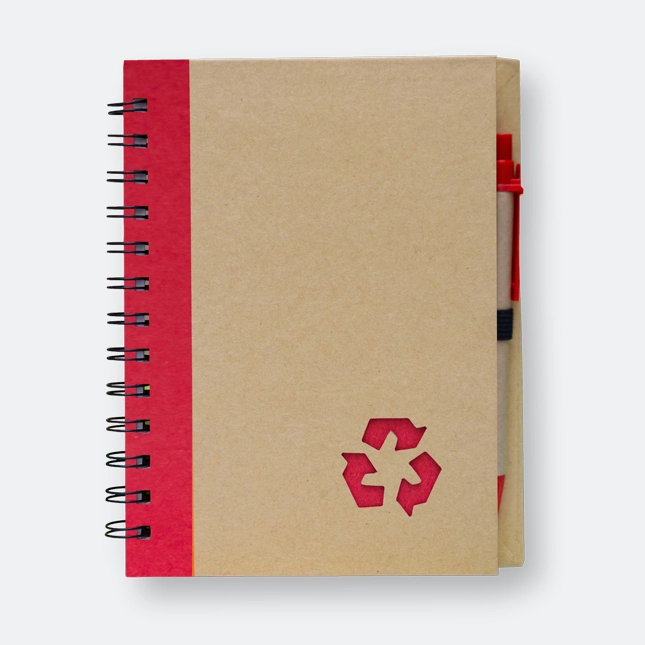 GMG1052_Trunk_Eco_Notepad_with_Pen_Red GMG1052 Trunk Eco Notepad with Pen