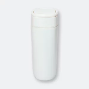 Quibbo Stainless Steel Tumbler in white with secure lid
