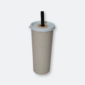 brupsy tumbler made of wheat fiber with straw and lid
