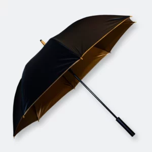 wubzy golden black umbrella with auto open straight handle and sleek design for style and rain protection