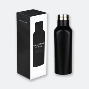 GMG2143_KATE_Vacuum_Flask_M121_BLACK kate vacuum flask in matte stainless steel with 500ml capacity and gift box