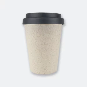 GIH2148_MUSE_Coffee_Cup_M133_BLACK muse coffee cup with black lid and wheat straw body in eco finish