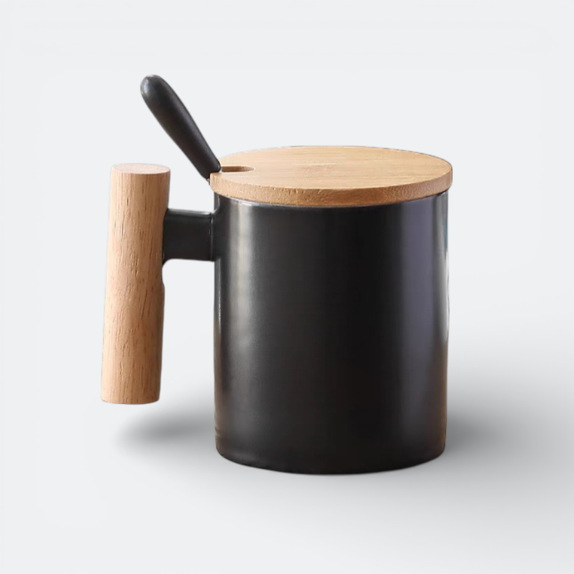 GMG2150_TimberLid_Mug_with_Spoon_Black GMG2150 Timber Lid Mug with Spoon (400ml)